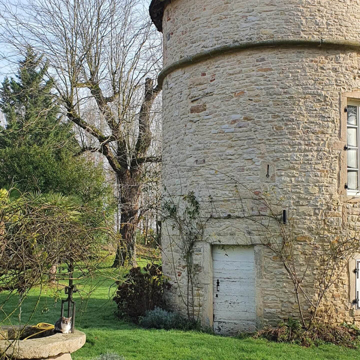 A Romanesque tower.